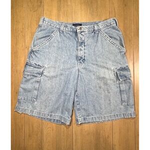 Vintage Guess Jeans Mens Light Wash Denim Cargo Shorts Made in USA Style 11933